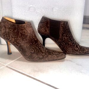 Isaac Mizhari - Suede & Embroided Ankle Booties (Worn)